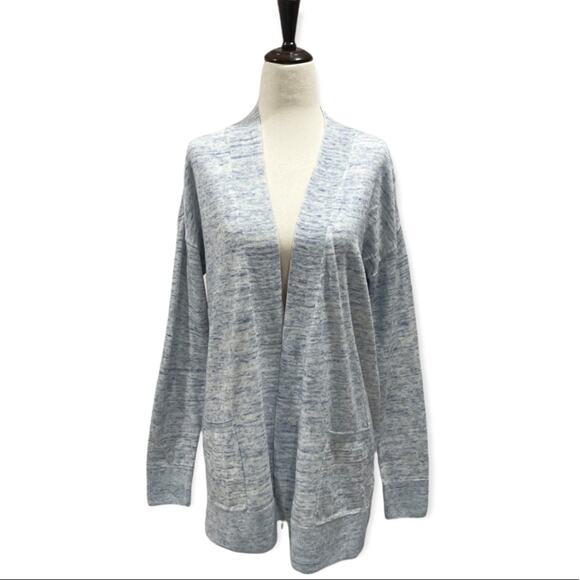 Charter Club Open Front Cardigan Light Blue Chambray Knit Loose Fit Size S New - Picture 4 of 11